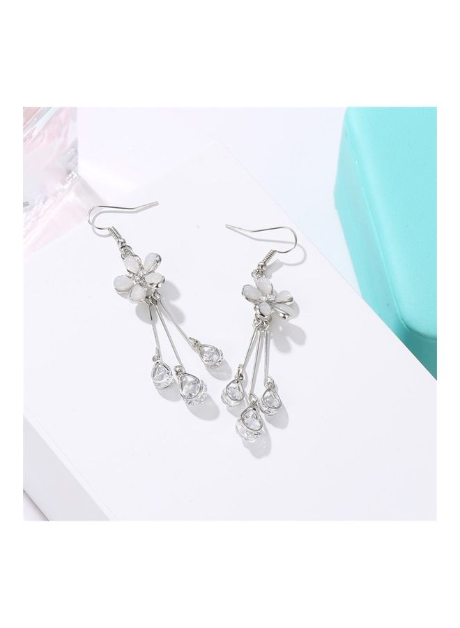 NIBEMINENT Cat Eye Crystal Five-petal Flower Earring - Image 1