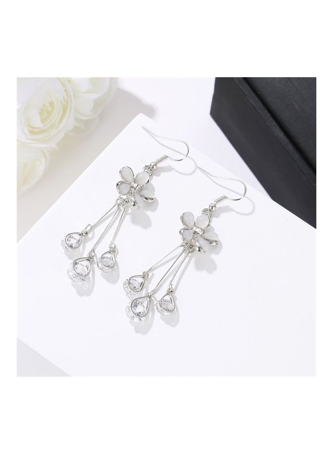 NIBEMINENT Cat Eye Crystal Five-petal Flower Earring - Image 3