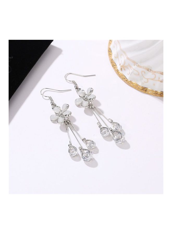 NIBEMINENT Cat Eye Crystal Five-petal Flower Earring - Image 2