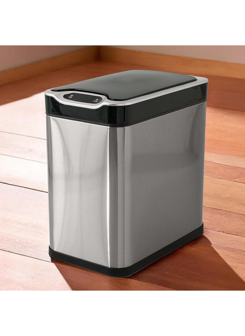 Kuber Industries Kuber Industries 12L Stainless Steel Automatic Touchless Motion Sensor Dustbin Quick Open Soft Close Lid Garbage Bin for Kitchen Bathroom Indoor Outdoor Trash Can  - Image 1