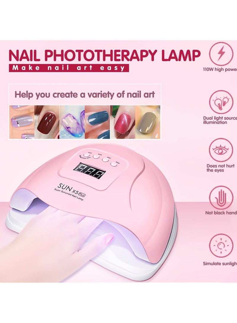 Sun Nail Dryer, Womdee UV Gel Nail Lamp 48W Gel Nail Polish LED UV Light Professional Nail Art Tools Accessories with 3 Timer Setting 30/60/90S, Senor For Gel Nails and Toe Nail Curing - Image 2