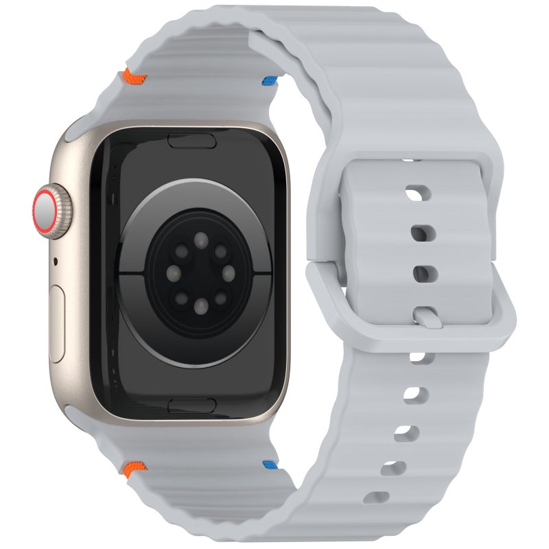 CHOiCE For Watch Series 4 44mm Wavy Grain Stitched Silicone Watch Band(Gray) - Image 2