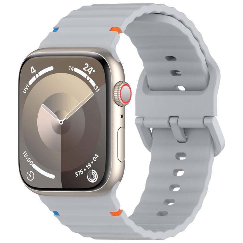 CHOiCE For Watch Series 4 44mm Wavy Grain Stitched Silicone Watch Band(Gray) - Image 1