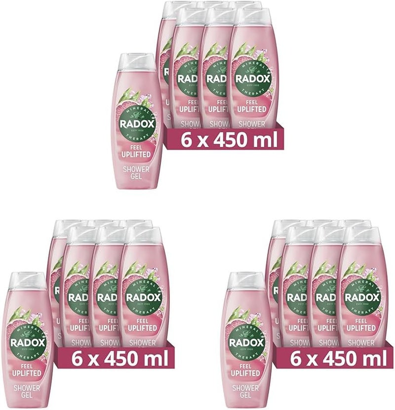 Radox Mineral Therapy Feel Uplifted Shower Gel With Grapefruit Ginger Scent 450 ml Pack of 18