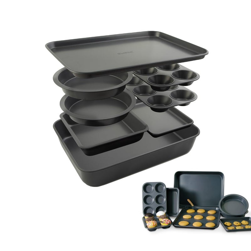 Elbee Home Set of 8 Durable NonStick Carbon Steel Baking Bricks for Easy Storage