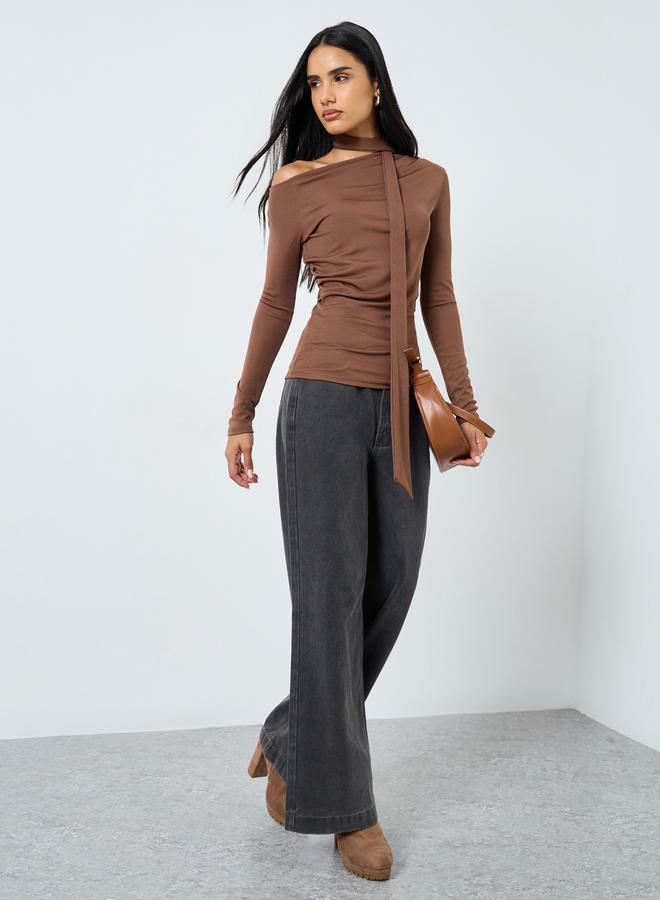 ستايلي بلوزة محبوكة بربطة ياقة - Image 2