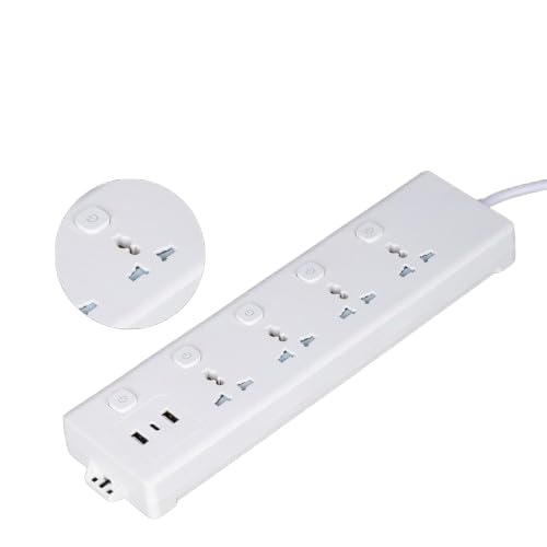 ONTRIP شريط الطاقة ONTRIP 7 في 1 مع موصل كهربائي عالي 4 مآخذ AC و 2 منفذ USB ومنفذ TypeC سلك تمديد ثقيل مع قابس بريطاني واقي من ارتفاع الجهد - Image 1