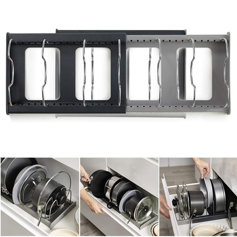 GION Kitchen Cabinet Pantry Pan and Pot Lid Organizer Rack Holder Cookware Organizer with Steel Lid Divider 1Pcs - Image 5