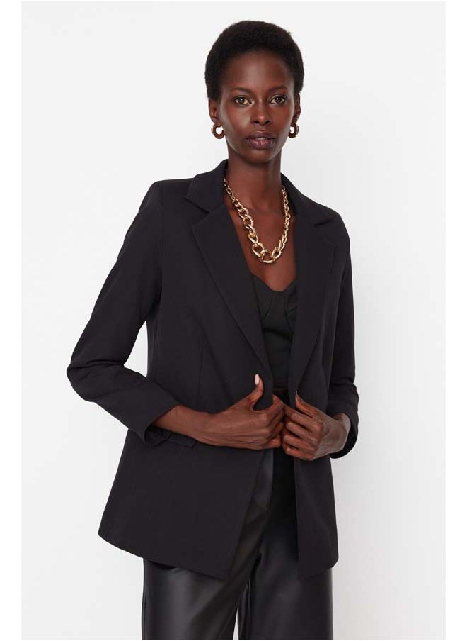 trendyol Black Woven Lined Double Breasted Closure Blazer Jacket TWOAW23BC00022  - Image 1