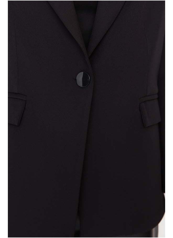 trendyol Black Woven Lined Double Breasted Closure Blazer Jacket TWOAW23BC00022  - Image 4