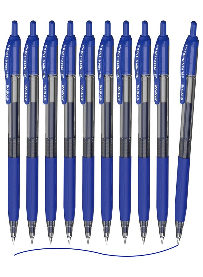 EYEYE G-103 Retractable 0.5mm Gel Pens, 10 Pack Extra Fine Point Blue Ink Pens Quick Dry, Ballpoint Pen Fine Point Smooth Writing Pens for Office School Supplies - Image 1