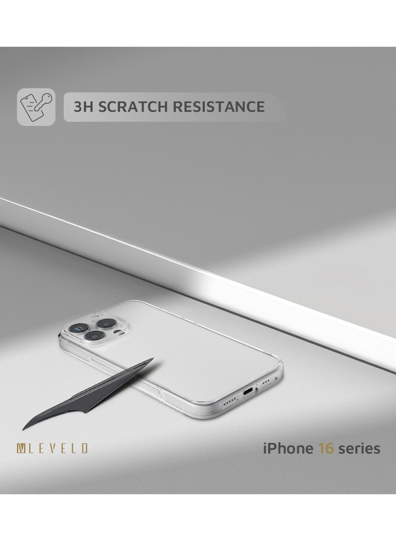 LEVELO iPhone 16 Pro Max Case Clara Clear TPU & PC Back cover / 3H Scratch Resistance / Impact-Resistant Corners - Clear - Image 2