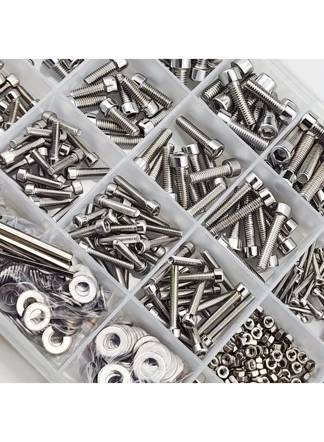 1210 قطعة مجموعة متنوعة من صواميل ومسامير الفولاذ المقاوم للصدأ مع مسامير مرسومة M2 وM3 وM4 وM5 وصواميل وحشوات - Image 2
