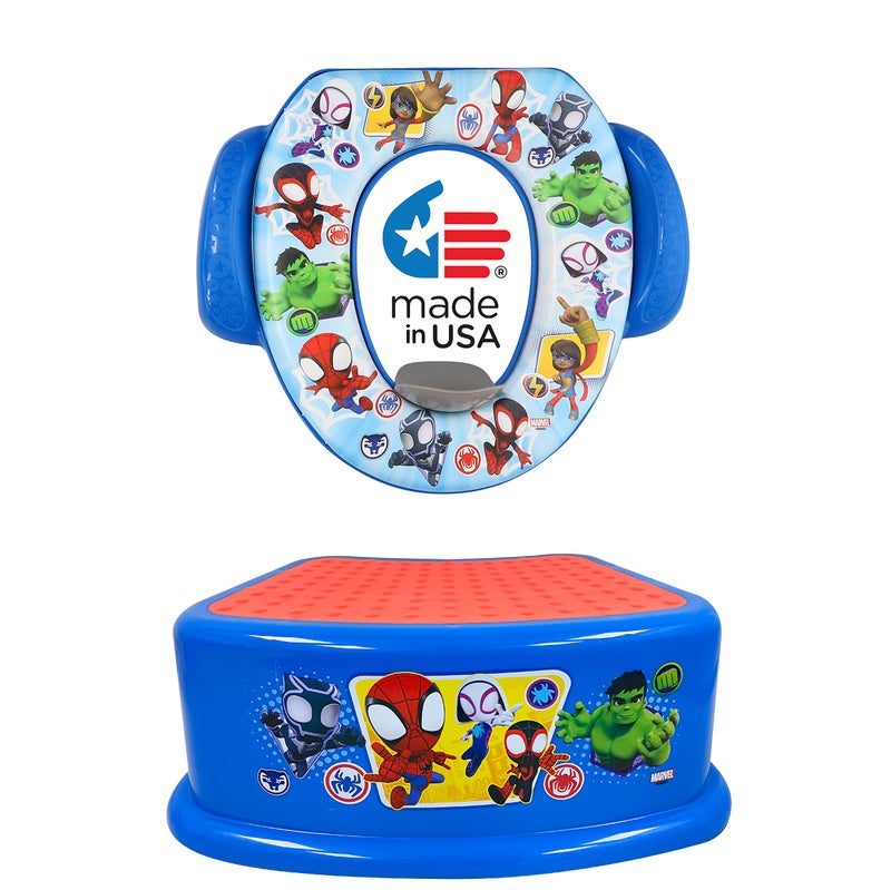Spidey and His Amazing Friends Team Up 2 Piece Essential Potty Training Set Soft Potty Seat Step Stool
