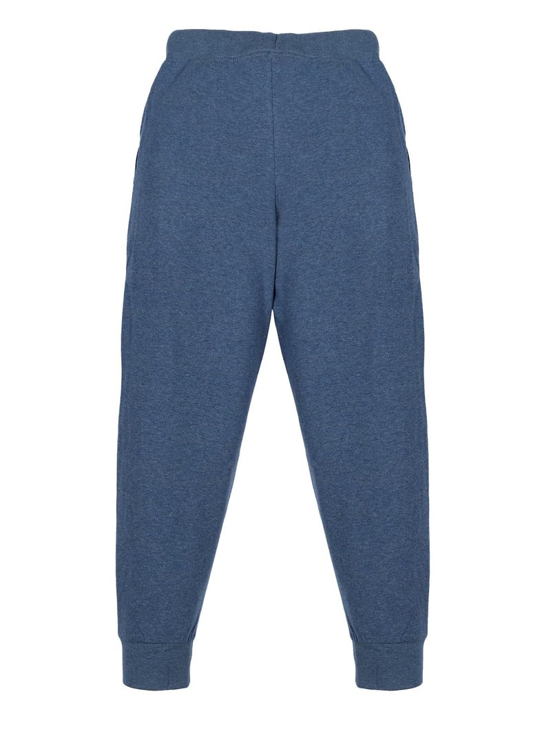 KiddoPanti 100% Cotton Track Pants for Boys & Girls | Soft Single Jersey Fabric | Elastic Waist with Drawcord | Full Length with Rib Hem & Pockets | Joggers and Lowers for Kids, Blue Melange - 12-14Y - Image 3