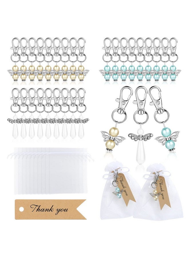 GWHOLE Set of 30 Angel Keychain with Organza Gift Bags and Thank You Favor Tags Guest Return Gift for Baby Bridal Shower Wedding Birthday Party Baptism Favors - Image 1