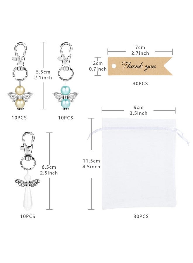 GWHOLE Set of 30 Angel Keychain with Organza Gift Bags and Thank You Favor Tags Guest Return Gift for Baby Bridal Shower Wedding Birthday Party Baptism Favors - Image 2