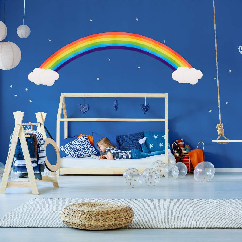 Sumind 10 Pcs Jumbo Rainbow Wall Decal Cardboard Cutouts Bulletin Board Set Paper Cloud with Glue Point Dot Colorful Giant Rainbow Decoration for Girls Birthday Party Backdrop Photobooth Room Decor - Image 5