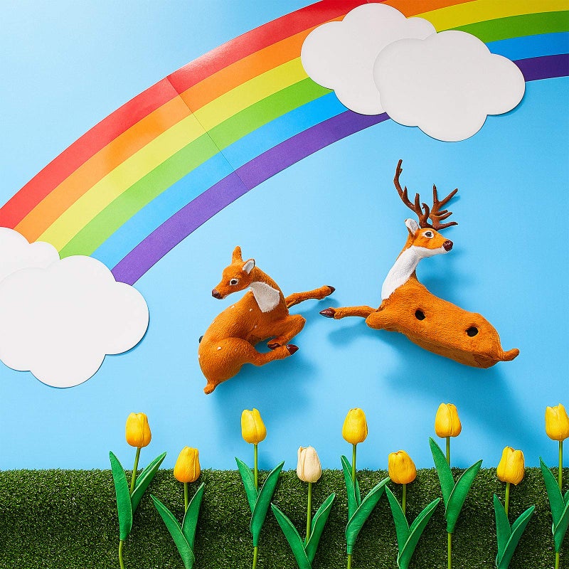 Sumind 10 Pcs Jumbo Rainbow Wall Decal Cardboard Cutouts Bulletin Board Set Paper Cloud with Glue Point Dot Colorful Giant Rainbow Decoration for Girls Birthday Party Backdrop Photobooth Room Decor - Image 3