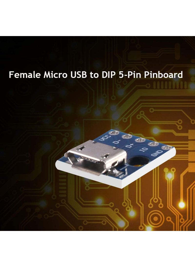 MELIFE 10pcs Female Micro USB to DIP 5Pin Pinboard 254mm Micro USB Type Interface Power Adapter Board 5V Breakout Module  - Image 2