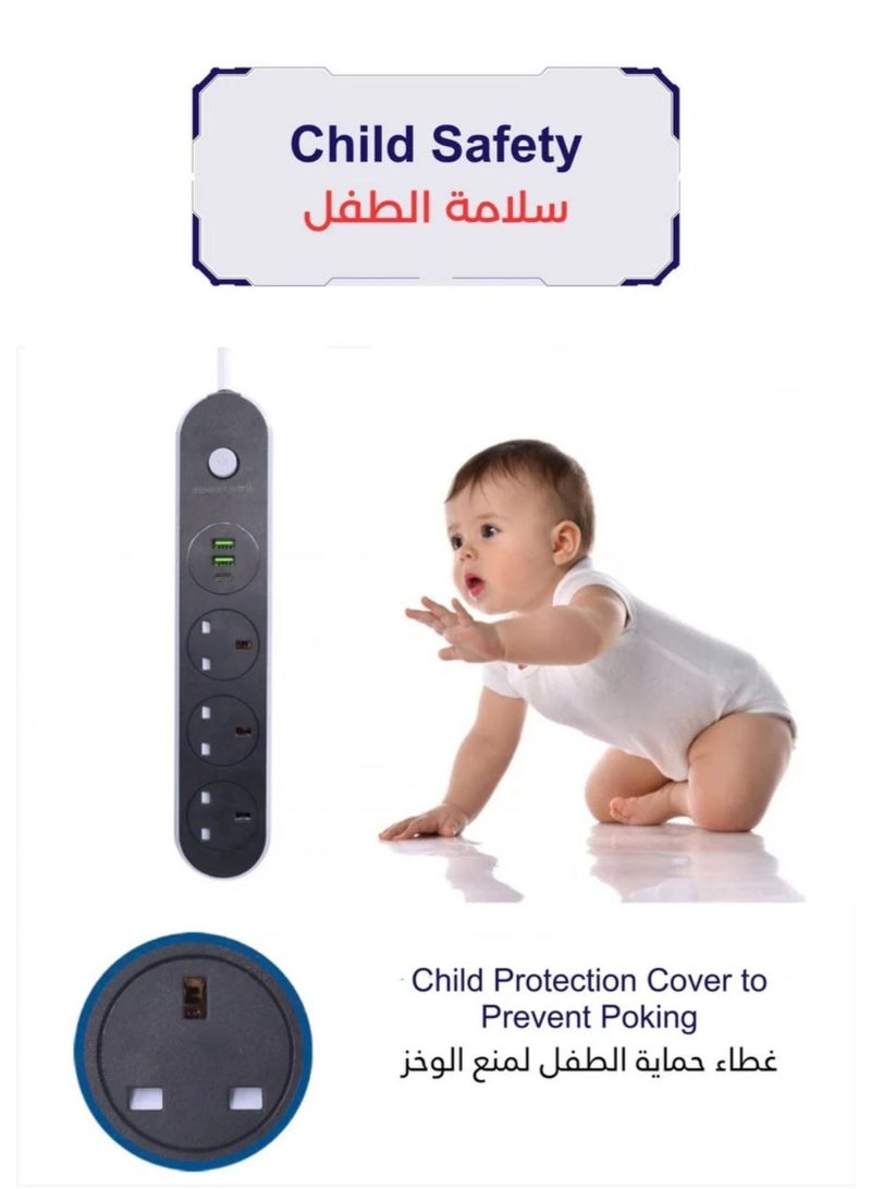 مشترك كهربائي ذكي متعدد المنافذ مع شحن USB فائق السرعة – قوة وأمان في جهاز واحد - Image 5