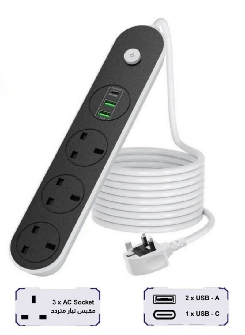 مشترك كهربائي ذكي متعدد المنافذ مع شحن USB فائق السرعة – قوة وأمان في جهاز واحد - Image 1