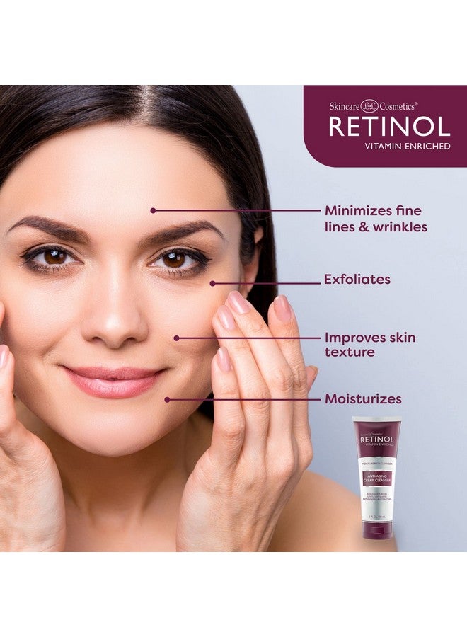 Retinol Anti-Aging Cream Cleanser - Daily Deep Cleansing Facial Wash Exfoliates to Improve Skin’s Texture & Moisturizes for Cleaner, Softer Face - Renewing Vitamin A Minimizes Fine Lines & Wrinkles - Image 4