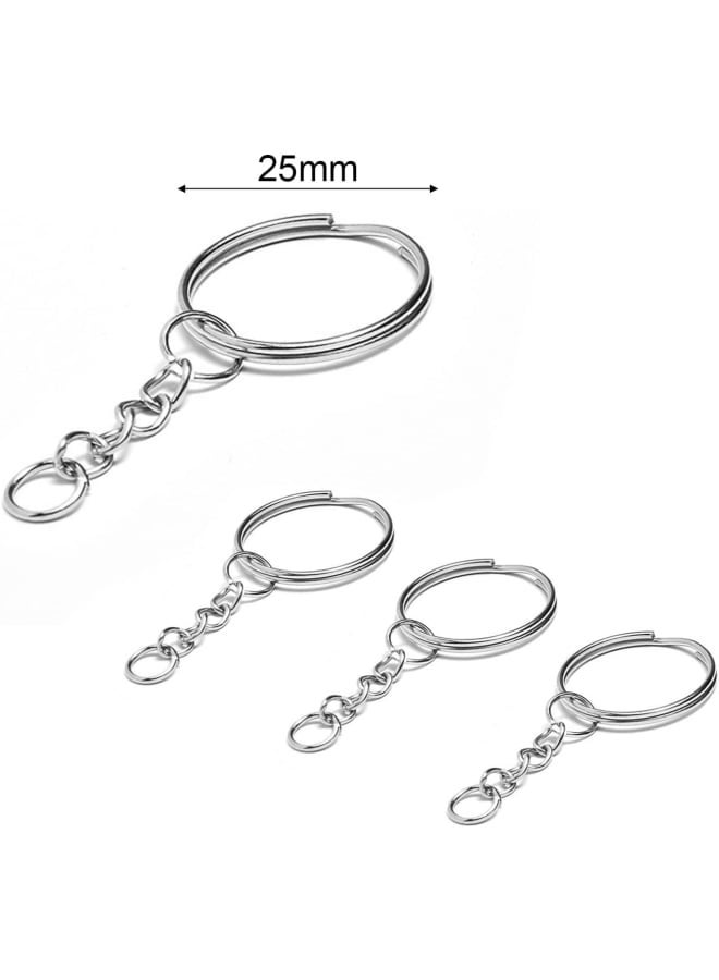 32Pcs Key Rings Hoops Set, Mini Split Jump Ring with Chain, Round Metal Silver Key Rings, Stainless Steel Keychain Rings for DIY Art Craft, Crafts Ornaments, Jewelry Making, Bag, Handbag (Silver) - Image 2