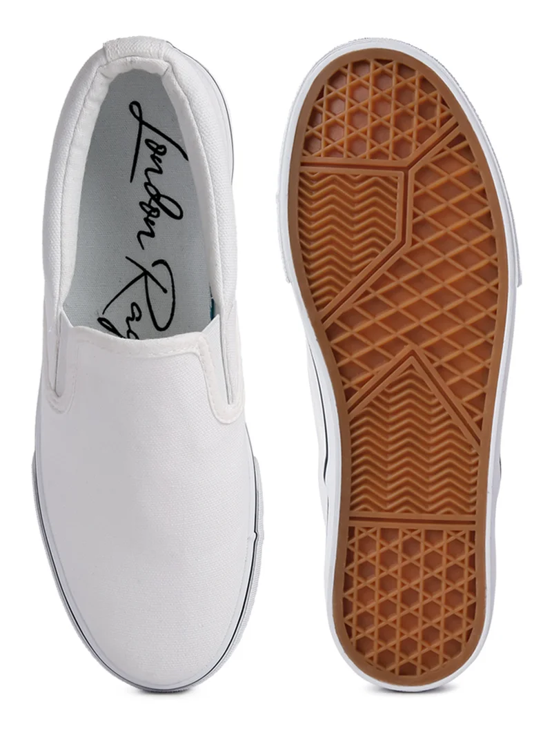 London Rag White Slip On Canvas Sneakers