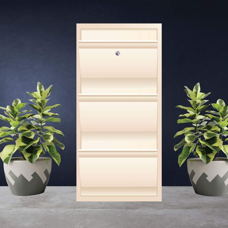 FORTUNE Wall Mounted Three Door Metal Sheet Shoe Rack | Shoe Stand Multipurpose Organiser Space Saver (3 Deck (Width : 20 Inches), Ivory) - Image 4