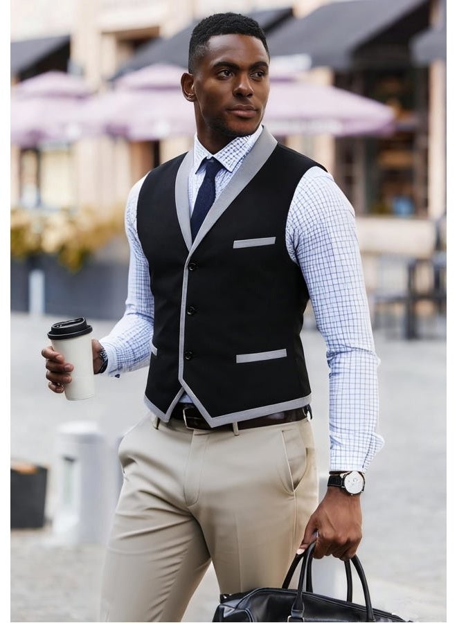 COOFANDY Men's Suit Vest Slim Fit Formal Business Dress Vest Casual Wedding Waistcoat - Image 3