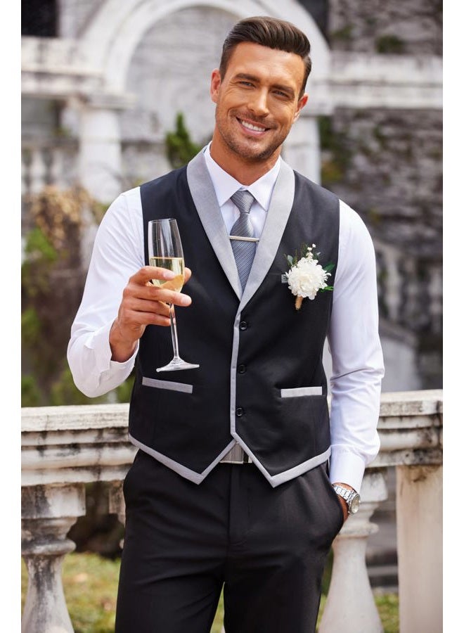 COOFANDY Men's Suit Vest Slim Fit Formal Business Dress Vest Casual Wedding Waistcoat - Image 4