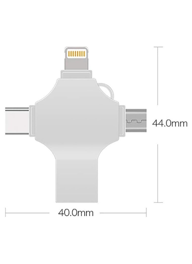 ELIKLIV - 64GB 4-in-1 USB flash drive: cross-iOS/Android/PC/Mac devices, all-in-one data butler for multiple devices, high-speed data transfer, security and privacy, automatic memory storage, and multi-format playing - Image 1