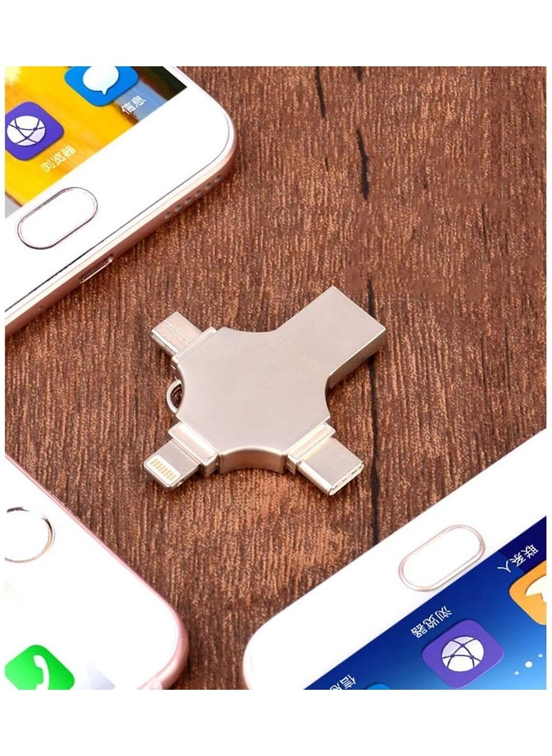 ELIKLIV - 64GB 4-in-1 USB flash drive: cross-iOS/Android/PC/Mac devices, all-in-one data butler for multiple devices, high-speed data transfer, security and privacy, automatic memory storage, and multi-format playing - Image 1