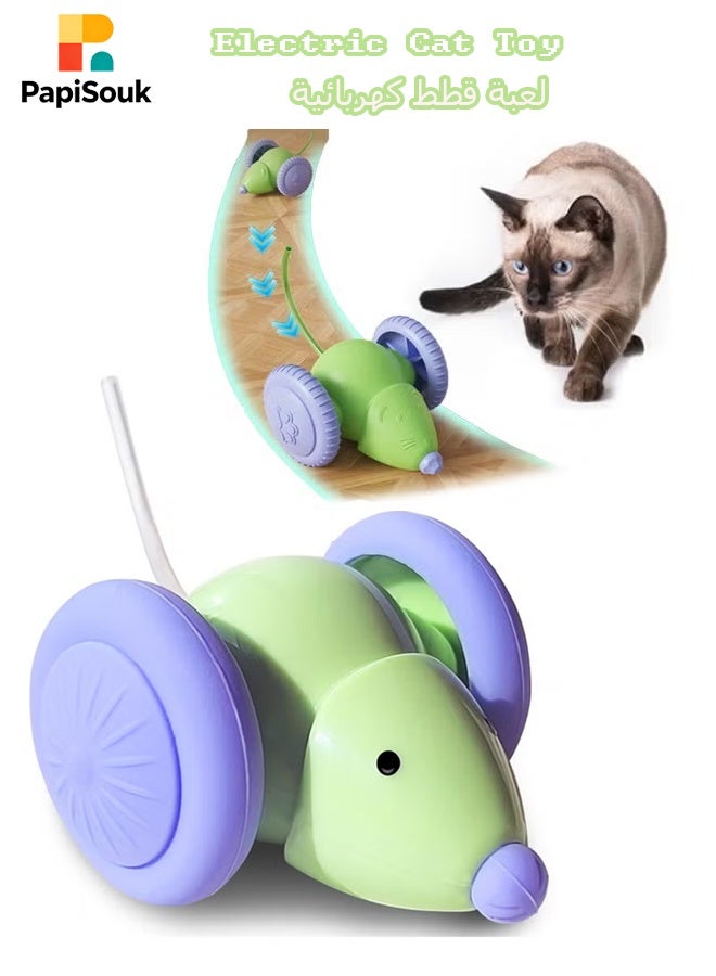 PapiSouk Smart Electric Cat Toy, Kitten Toys for Indoor,Interactive Mouse Toy, Kitten Toys,Interactive Toy, Automatic Toy,Silent Cat Toy with LED Lights,Auto On/Off,USB Rechargeable - Image 1