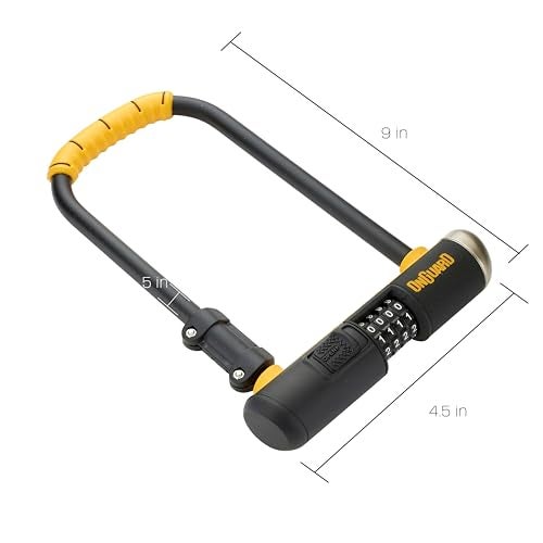 OnGuard Bulldog Combo STD U-Lock – 13 mm Hardened Steel Shackle, 290 mm (11.4 in) Length x 195 mm (7.7 in) Width x 40 mm (1.6 in) Crossbar – 4-Digit Resettable Combination Lock with Bracket - Image 2