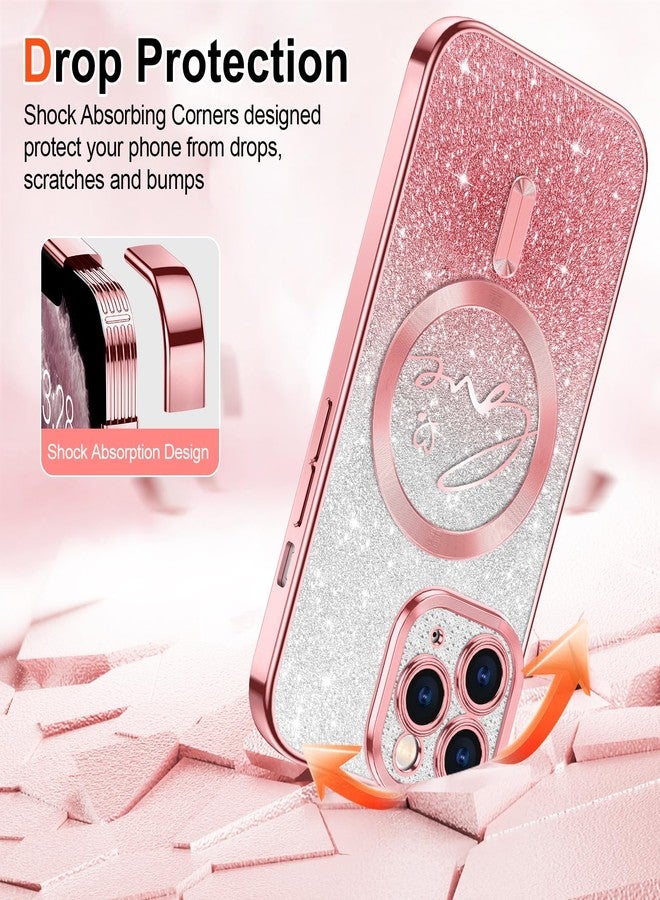 Hython for iPhone 11 Pro Case Glitter, Compatible with MagSafe Love Heart Magnetic Clear Phone Cases for Women Girls, Full Camera Protection Sparkle Plating Shockproof Protective Cover, Pink - Image 5
