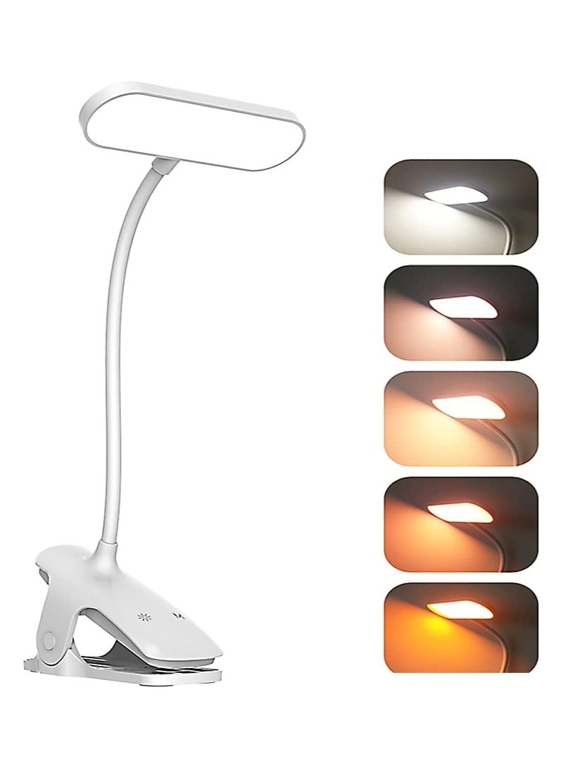 USB Desk Lamp with 36 LED, 5 Color Modes & Brightness Levels, Eye Protection Clip-On Light for Reading, Video Conferencing, and Bedside Use (White) - Image 1