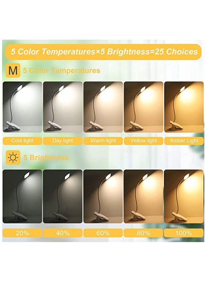 USB Desk Lamp with 36 LED, 5 Color Modes & Brightness Levels, Eye Protection Clip-On Light for Reading, Video Conferencing, and Bedside Use (White) - Image 3