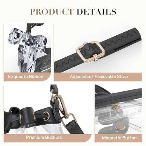 Missnine Clear Bag for Stadium Approved, Clear Crossbody Bucket Bag Transparent PVC Purse for Women, Concert Stadium Events - Image 4