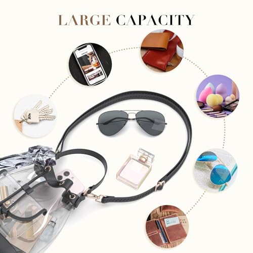 Missnine Clear Bag for Stadium Approved, Clear Crossbody Bucket Bag Transparent PVC Purse for Women, Concert Stadium Events - Image 3