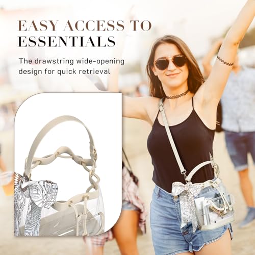 Missnine Clear Bag for Stadium Approved, Clear Crossbody Bucket Bag Transparent PVC Purse for Women, Concert Stadium Events - Image 2