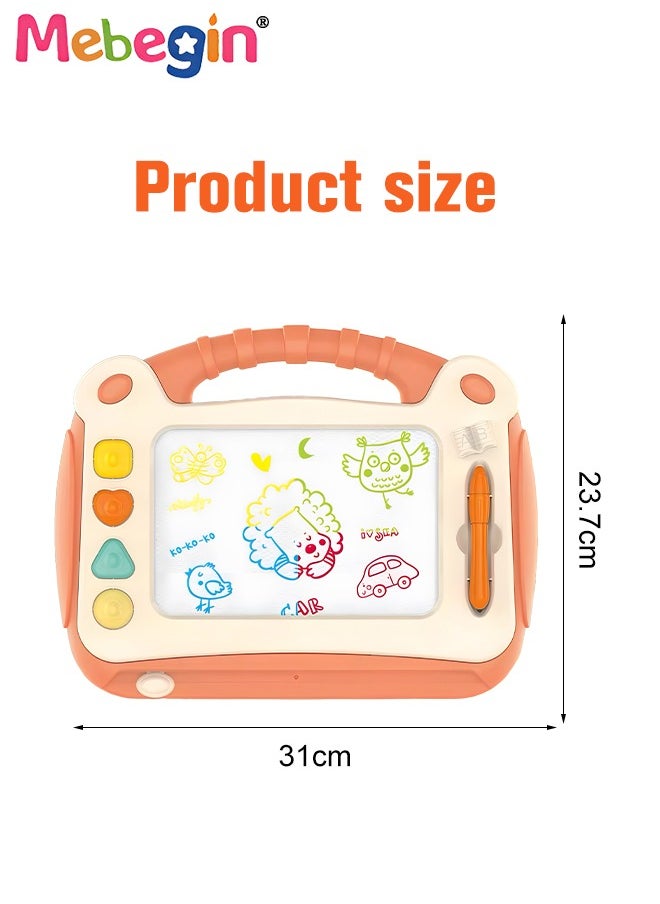 MEBEGIN Magnetic Drawing Board with 4 Stamps, Colorful Sketch Pad, Erasable Doodle Sketching Writing Board Pad, Portable Travel Toy for Kids, Fun Early Education Toys, Easy to Draw and Erase, 31*23.7cm  - Image 3