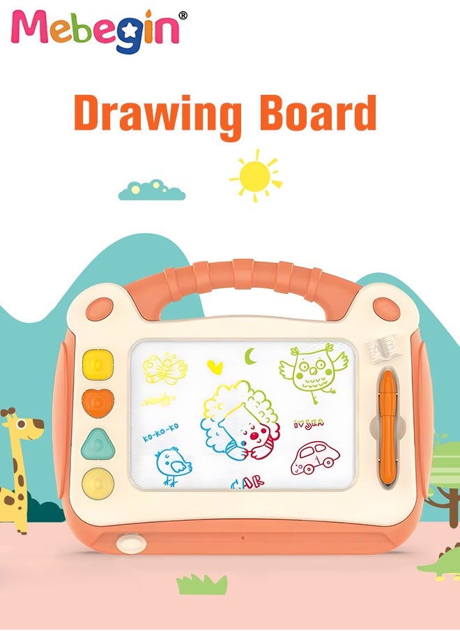MEBEGIN Magnetic Drawing Board with 4 Stamps, Colorful Sketch Pad, Erasable Doodle Sketching Writing Board Pad, Portable Travel Toy for Kids, Fun Early Education Toys, Easy to Draw and Erase, 31*23.7cm  - Image 1