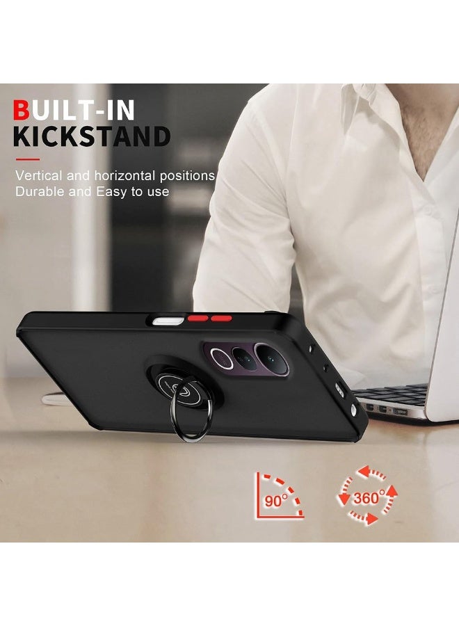 Case For Vivo V50 Lite 5G Rotational Metal Ring Grip Kickstand Cover Magnetic Car Mount Holder Case Shockproof Anti Fingerprint Anti Scratch Cover for Vivo V50 Lite - Image 4