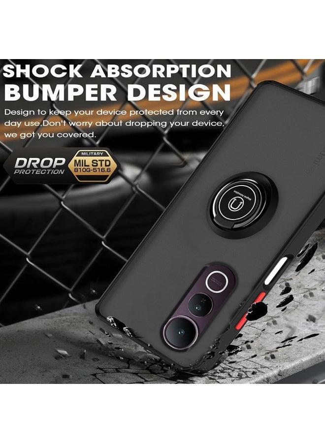Case For Vivo V50 Lite 5G Rotational Metal Ring Grip Kickstand Cover Magnetic Car Mount Holder Case Shockproof Anti Fingerprint Anti Scratch Cover for Vivo V50 Lite - Image 5