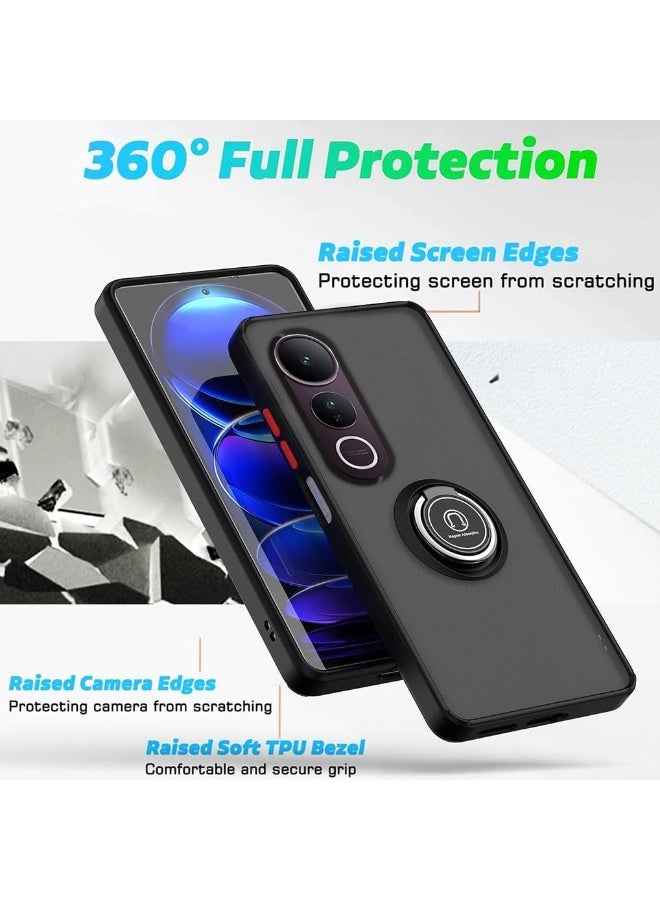 Case For Vivo V50 Lite 5G Rotational Metal Ring Grip Kickstand Cover Magnetic Car Mount Holder Case Shockproof Anti Fingerprint Anti Scratch Cover for Vivo V50 Lite - Image 3