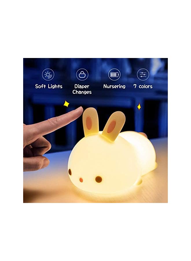 The Bros Cute Night Light for Kids USB Rechargeable for Children Nursery Baby Gift Cute Bunny Light ToThe Brosh 7 Color Changing Rabbit Silicone Night Lamp for Girls Newborn Room Decor - Image 4