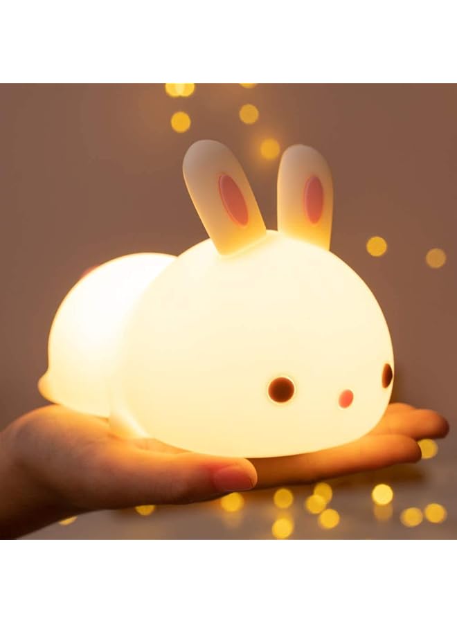 The Bros Cute Night Light for Kids USB Rechargeable for Children Nursery Baby Gift Cute Bunny Light ToThe Brosh 7 Color Changing Rabbit Silicone Night Lamp for Girls Newborn Room Decor - Image 1