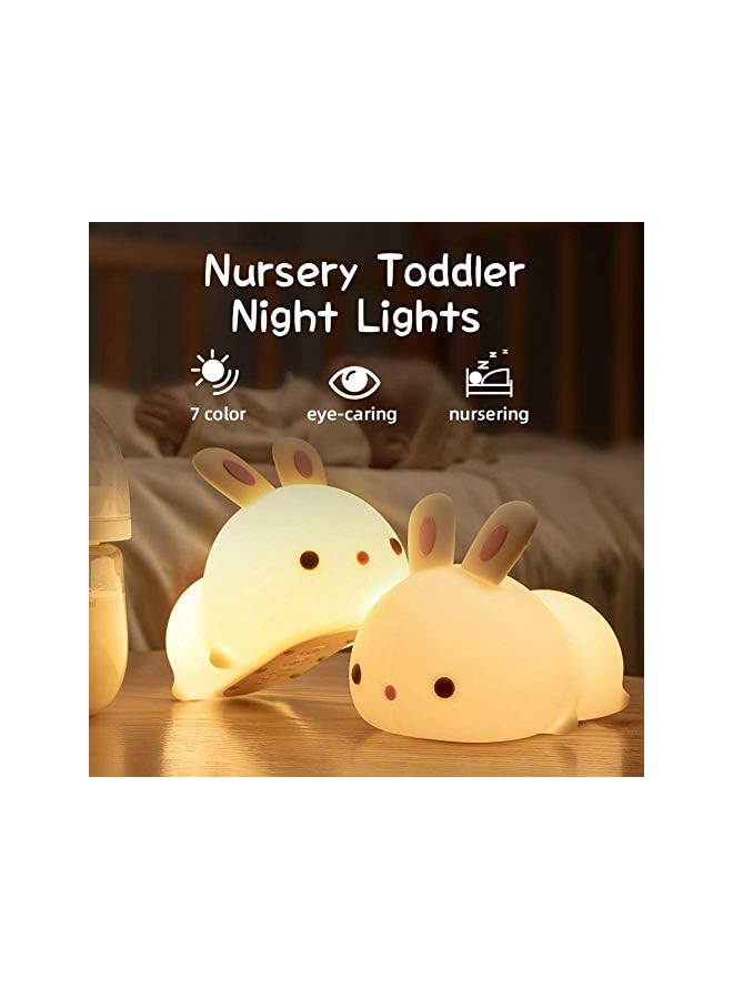The Bros Cute Night Light for Kids USB Rechargeable for Children Nursery Baby Gift Cute Bunny Light ToThe Brosh 7 Color Changing Rabbit Silicone Night Lamp for Girls Newborn Room Decor - Image 5